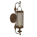 Vintage Style Unique Wall Lamp With Black Metal Frame And Glass Shade