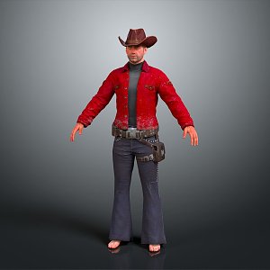 Western Denim American Denim Male Character Male Character Male Handsome Male Youth 3d model