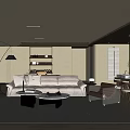 Modern Living Room Interior Design With Beige Sofa Wooden Flooring And Floor To Ceiling Windows