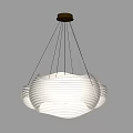 Modern White Wavy Texture Ceramic Chandelier With Thin Chains And Gray Wall Background 3d model