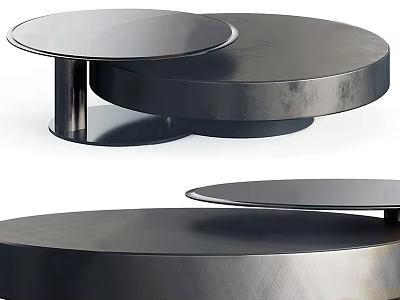 Modern Round Coffee Table With Metal Base And Smooth Elegant Surface Design 3d model