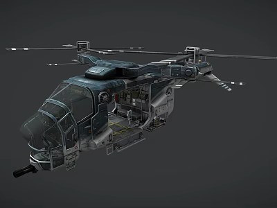 Detailed Helicopter 3D Model Featuring Twin Rotor Mechanical Structure And Cockpit Design 3d model