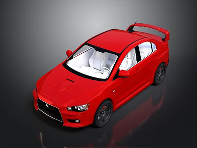 Stylish Red Sports Car With Rear Spoiler White Interior And Black Wheels 3d model