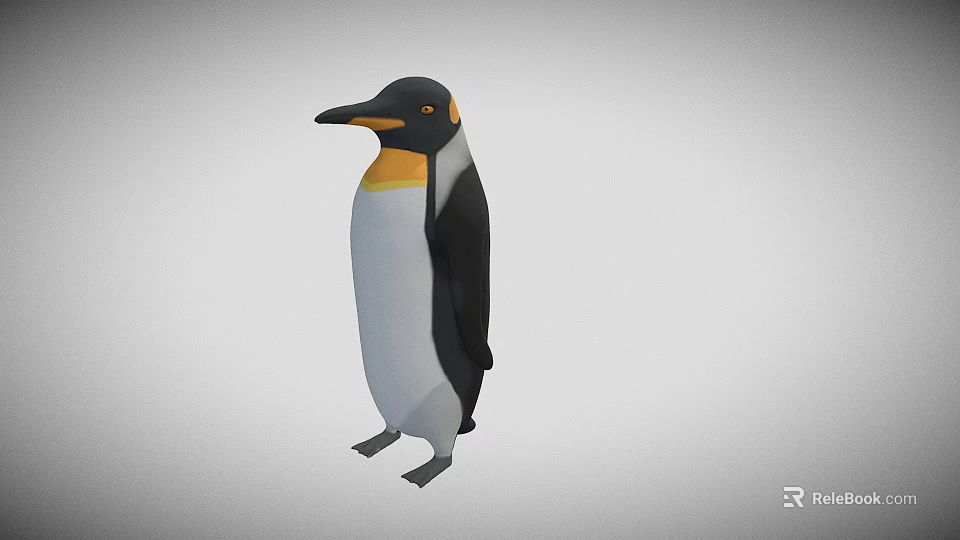 3D Rendered Penguin Character With Black White Body And Yellow Beak 3d model 
