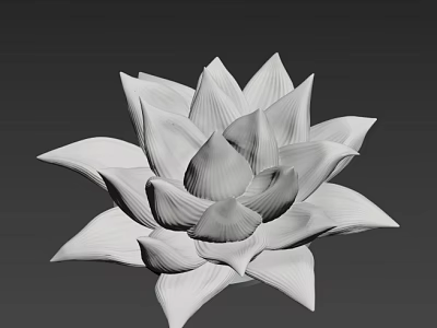 White Lotus Flower Sculpture With Detailed Petals And Artistic 3D Design 3d model