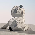 Geometric Bear Shaped Playground Equipment With Slide And Soccer Goal For Kids