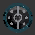 Automotive Cylindrical Metal Component with Blue Housing Silver Core and Orange Details for Vehicle Mechanical Systems