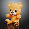 Yellow Teddy Bear Doll Sitting with Black Eyes Brown Nose and Adorable Paw Prints
