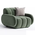 Modern Gray Single Sofa With Curved Backrest And Geometric Pattern Pillow Design 3d model
