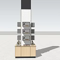 Modern Light Wood Display Shelf with Multiple Layers Storage Cabinets and Open Shelves 3d model