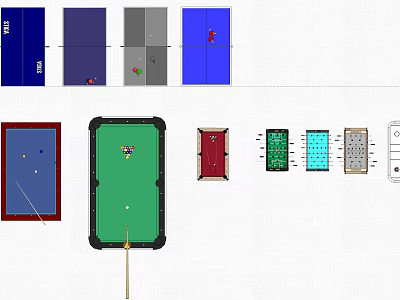 Sports Equipment Billiard Table Design With Green Felt Surface And Cue Accessories 3d model
