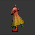 Colorful Clown Creature Character Featuring Pointed Hats Ruffled Collar Diamond Pattern Cape And Striped Shoes