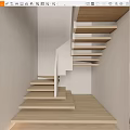 Modern Indoor Staircase With Floating Wooden Steps And White Handrail