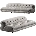 Two Seater Gray Fabric Sofa With Tufted Buttons And Rounded Design