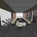 Modern Conference Room Interior With Spacious Layout Ergonomic Chairs Projector Screen And Large Windows