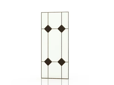 Clear Glass Panel With Black Diamond Pattern And Rectangular Design On White Background 3d model