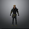 Futuristic Character Model With Blonde Hair Sunglasses And Black Outfit Yellow Accents