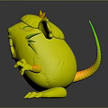 Cute Cartoon Hamster Character With Open Mouth Long Whiskers And Orange Ears