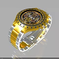 Luxury Mechanical Watch With Gold Strap And Blue Accents For Fashion Accessories