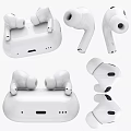 White Wireless Earbuds In Open Charging Case With Green Indicator Light 3d model