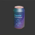 Blue Gradient Liquid Refreshment Can With Water Droplet Design And Reflection 3d model