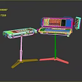 Professional Electronic Consoles With Display Screens And Control Buttons On Stands 3d model