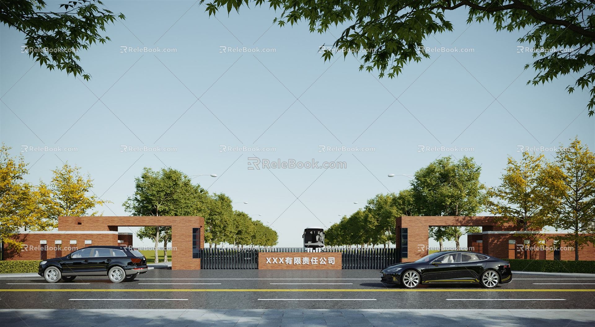 modern gate gate building 3d model