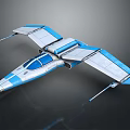 Futuristic Blue And White Aircraft With Sleek Aerodynamic Design And Detailed Wings