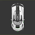 Aerodynamic White Sports Car With Black Roof Green Accents And Large Rear Wing