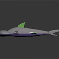 Silver Shark Doll with Green Fins Purple Accents and Black Eyes for Kids