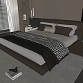 Double bedside table chandelier carpet pillow ornaments 3d model