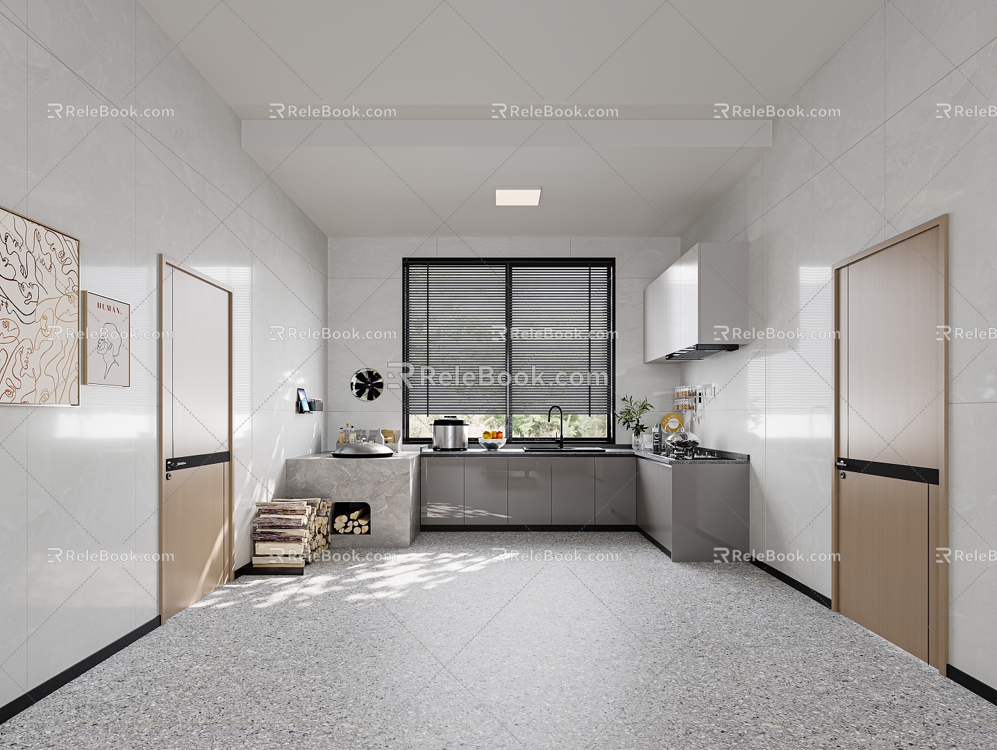 Enclosed kitchen Modern kitchen 3d model