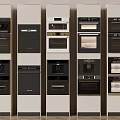 Modern Embedded Kitchen Appliances With Various Ovens And Microwaves In Cabinets 3d model