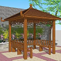 New Chinese style pavilion courtyard four corner pavilion 3d model