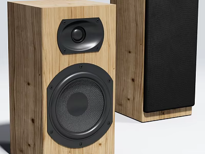 High Quality Wooden Speakers With Black Drivers And Classic Home Audio Design 3d model