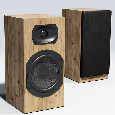 High Quality Wooden Speakers With Black Drivers And Classic Home Audio Design 3d model