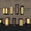 Traditional Chinese Style Outdoor Lights With Wooden Frames And Glass Panels