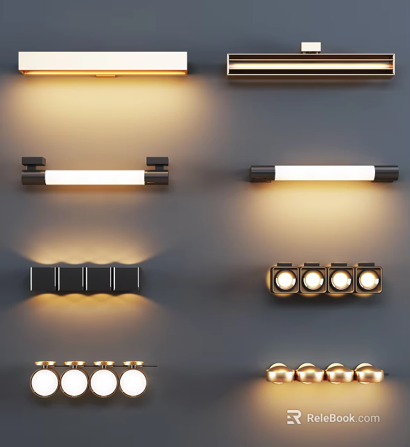 Modern Wall Lamps With Various Black Metal Designs And Bright Lighting Effects 3d model 