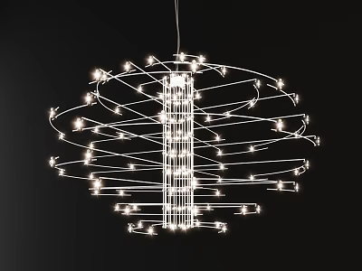Modern Spiral Chandelier With Illuminated Bulbs And Artistic Decorative Design For Contemporary Interior Spaces 3d model