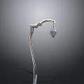 Classic Metal Street Lamp With Curved Pole And Lantern Shade