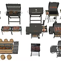 Various Outdoor Grill Models With Different Designs And Functional Features 3d model