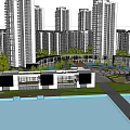 Modern Waterfront Residential Complex With High Rise Buildings And Green Spaces