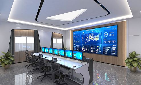 modern monitoring room hall 3d model