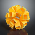Yellow Geometric Cube 3D Structure Decorative Ornament Set For Modern Home Decor