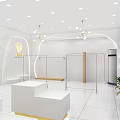 Bright White Eyewear Store Interior With Glasses Display Shelves And Counter