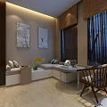 Modern Hotel Room Interior Design With Sofa Coffee Table And Wall Paintings