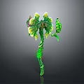 Green and Yellow Plant Inspired Weapon with Decorative 3D Model Leaf Like Structure
