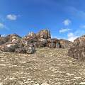 Natural Rocky Landscape With Blue Sky White Clouds And Dry Ground