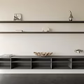Modern Wall Mounted Shelving Unit With Decorative Vases Storage Cabinets And Books
