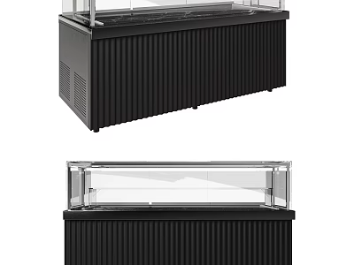 Black Commercial Retail Showcase With Glass Display And Ribbed Base Shelving 3d model